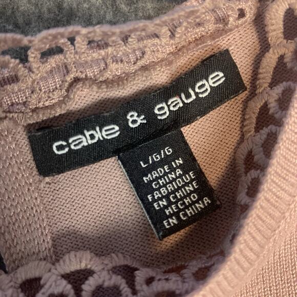 Cable & Gauge Sweater Womens Large Pink Crochet Lace Dainty Feminine Boho L - Picture 5 of 8